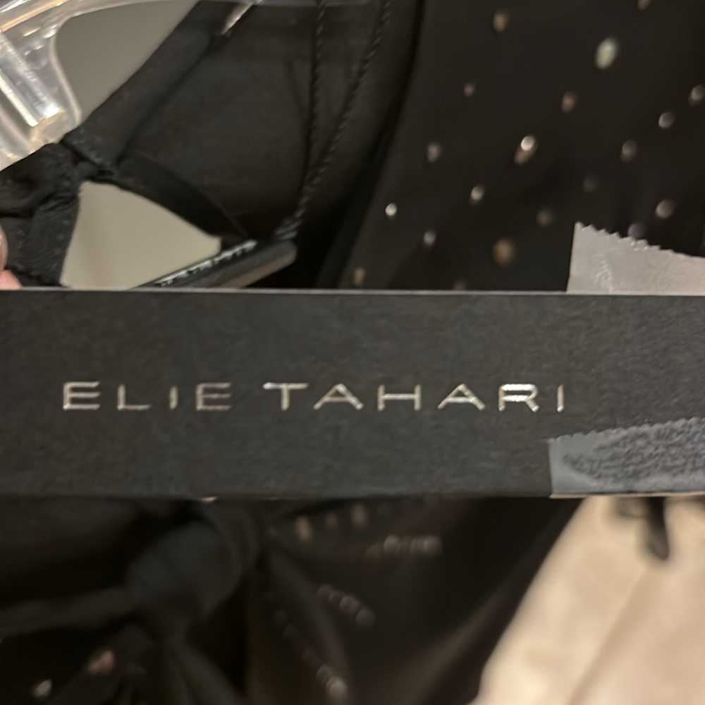 Ellie Tahiti black sheer 3/4 sleeve blouse with sequins small - Picture 4 of 7
